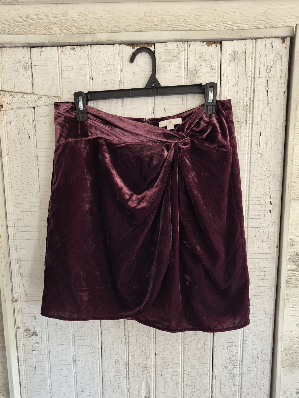 LOFT Maroon Velvet Mini Skirt